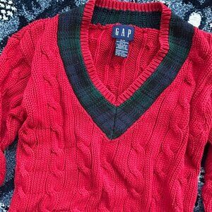 Vintage Cable Tartan Plaid Sweater